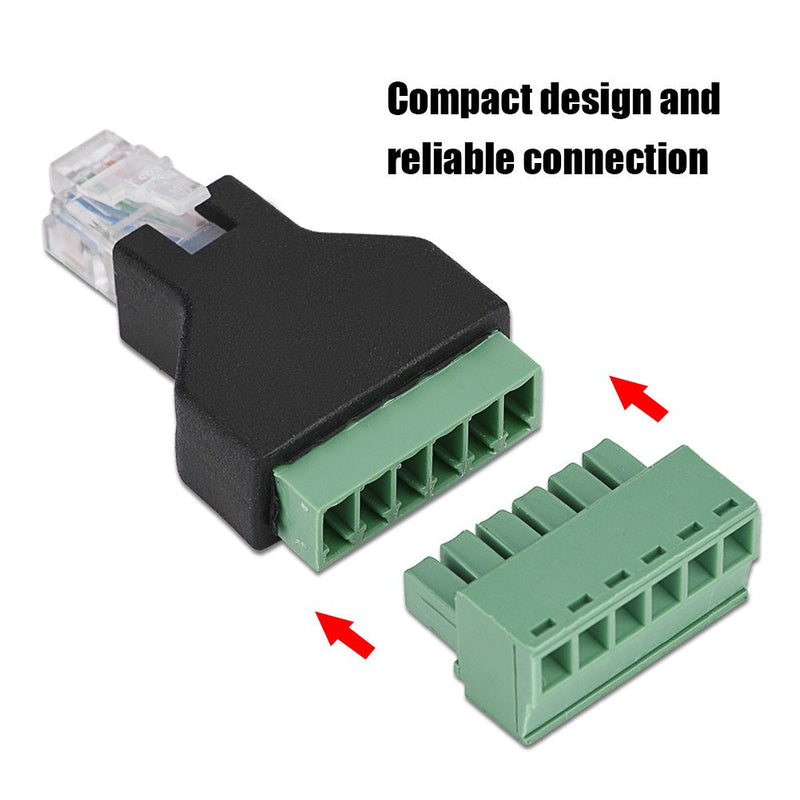 Cable Audio Adapter, Ethernet RJ12 6P6C Male to 6 Pin Screw Terminals Adapter Connector