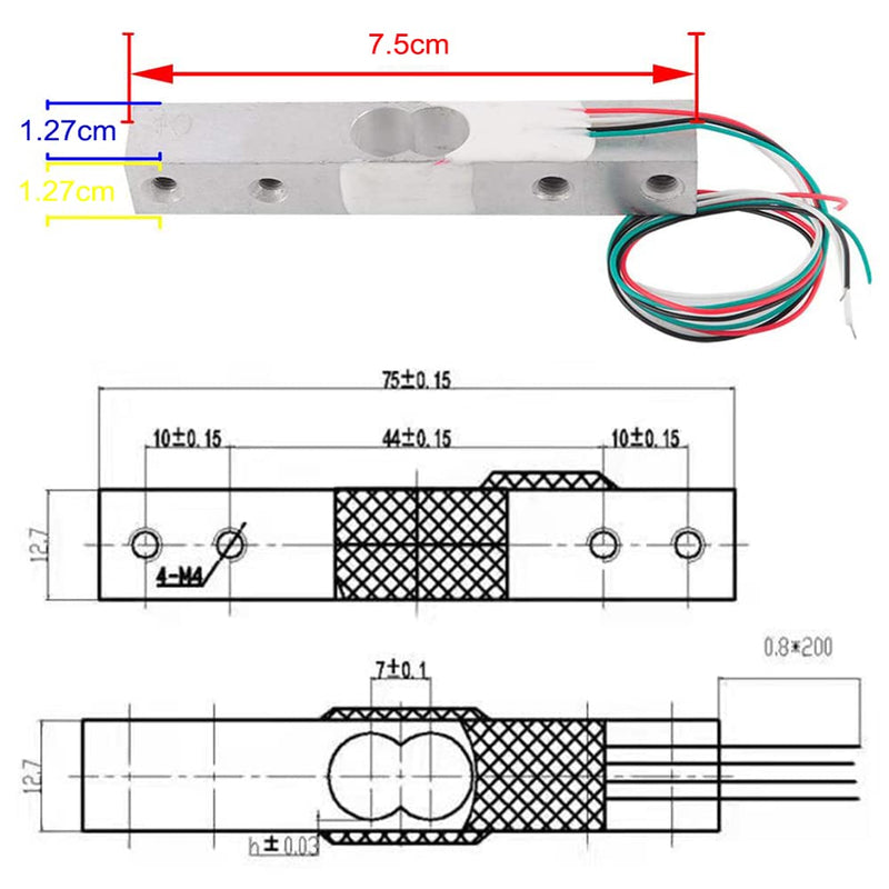 ShangHJ 2Pcs 20kg Load Cell Weighing Sensor Portable Electronic Kitchen Scale + 2Pcs HX711 AD Weighit Amplifier Module Pressure Sensor for Arduino 20kgX2