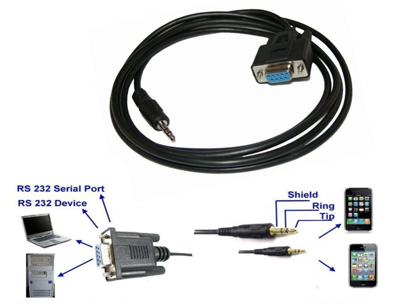 LIANSHU 2Pack DB9Pin Female to DC3.5mm Serial Cable-6 Feet Black (2Pack)