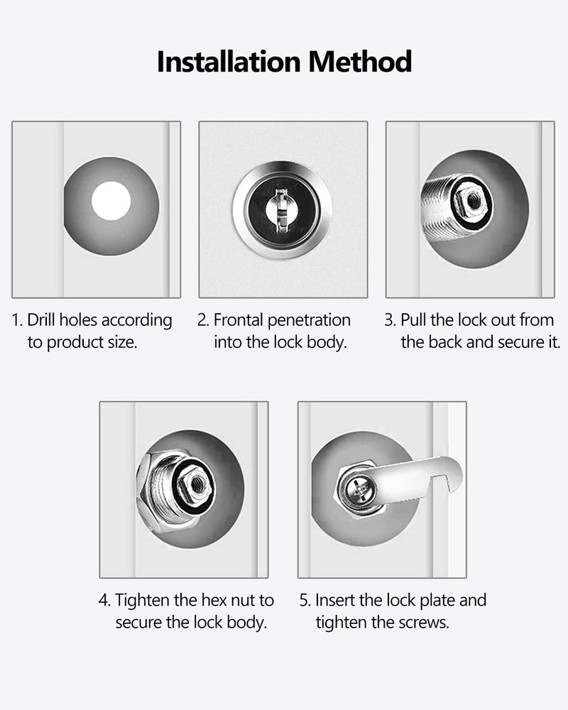 Cabinet Lock, ROFMAPLE 8 Packs 1-1/8Inch 30mm Keyed Different Cam Lock Secure Important Files and Drawers, Diecast Stainless Steel for Cabinet Cupboards File Drawer Mailbox Tool Box Dresser