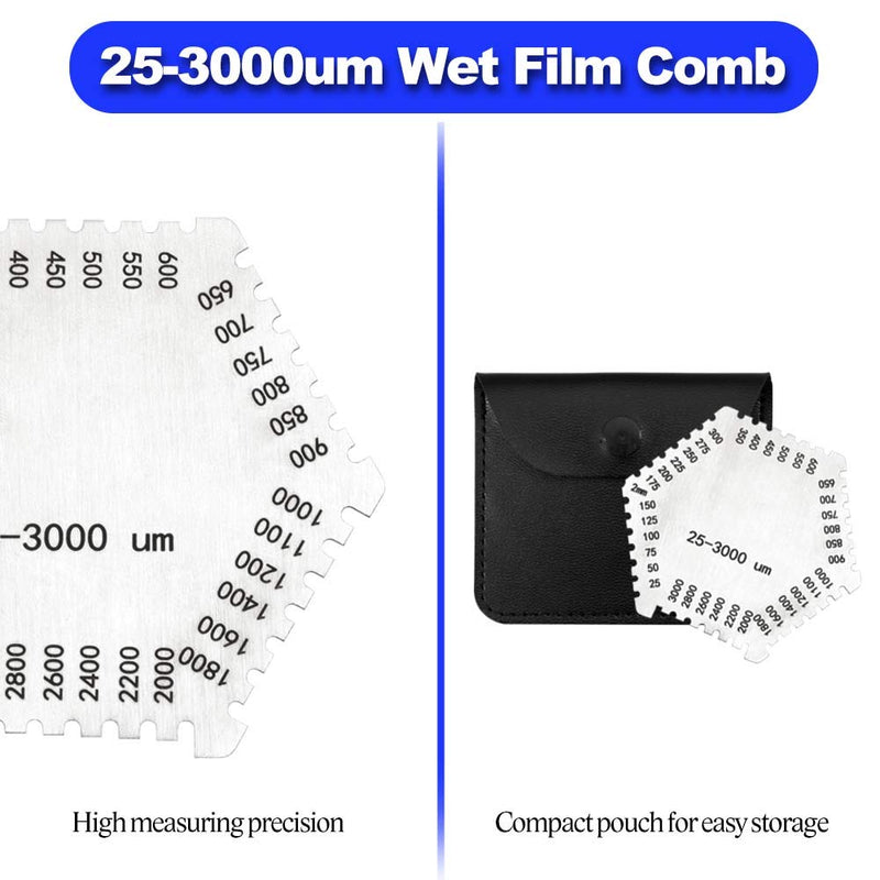 SPEEDWOX 3 Pcs Stainless Steel Round Dual Sided Wire Thickness Guage & 25-3000um Wet Film Comb & Welding Thickness Gauge with Storage Bag Wire Gauge Measurement Tool Welding Gauge Set 5