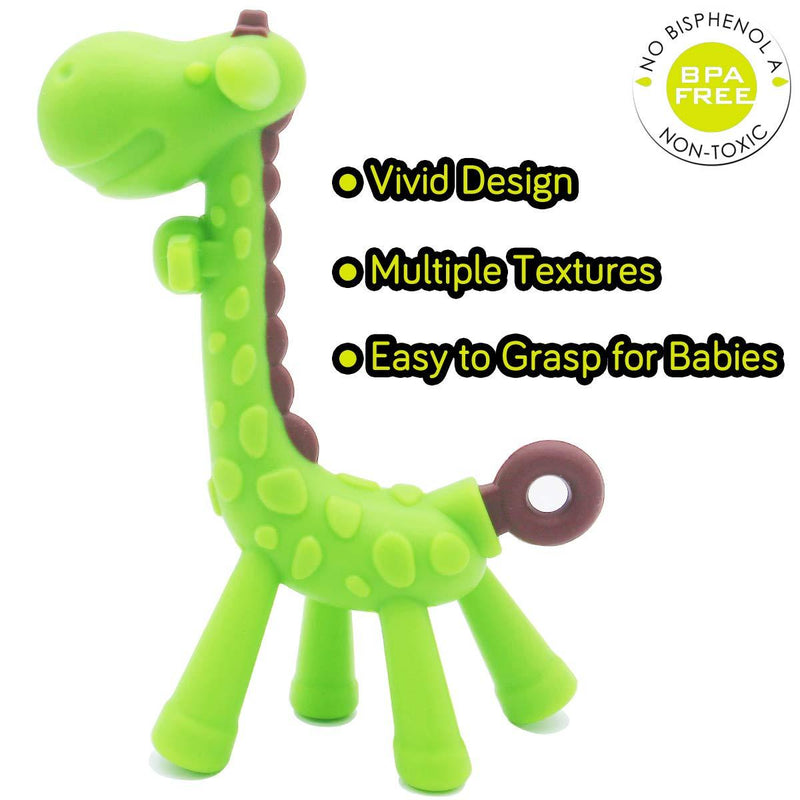 Teething Toys for Babies 0-6 Months 6-12 Months - Teethers with 2 × Baby Fruit Feeders and 4 × Baby Teether - BPA Free / Freezer Free - Different Soft Textures for Infant and Toddlers (Green) Green