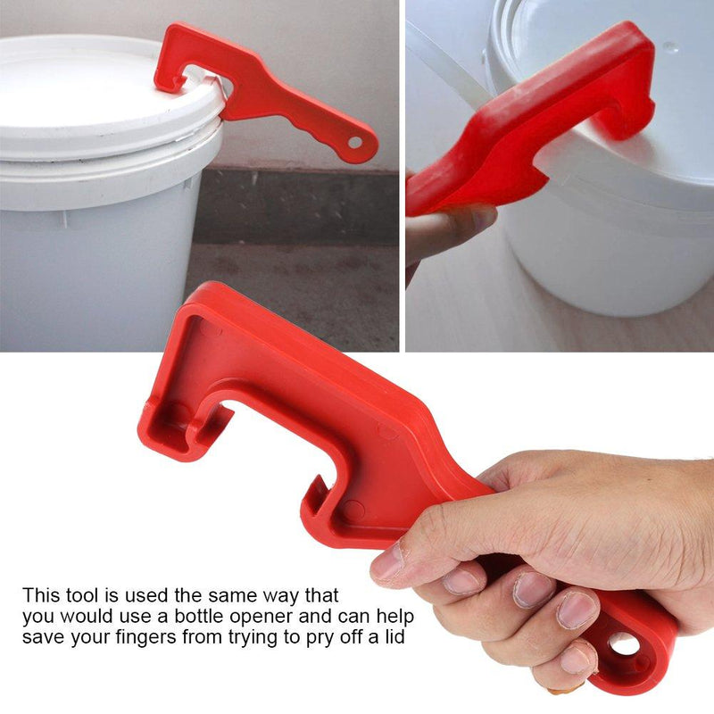 GLOGLOW Plastic Bucket Pail Paint Can Lid Opener Opening Tool for Home Office Garage(Red) Red