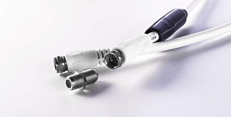 PBD RG6 Coaxial Cable with F-Male Connectors & Female to Female F-Type Coaxial Cable Extension - Grip Caps - 40FT