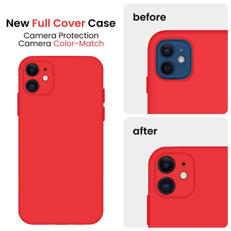 FireNova iPhone 11 Case, [Square Edge] Upgraded [Camera Protecion] Silicone Phone Case with Soft Anti-Scratch Microfiber Lining, 6.1 inch, Red