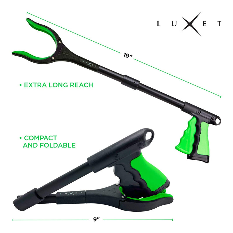 Grabber Reacher Tool 19 Inch Long, Foldable Pick Up Stick - Strong Grip Magnetic Tip - Heavy Duty Trash Picker Claw Reacher Grabber Tool Elderly Wheelchair Mobility Aid (Green) Green
