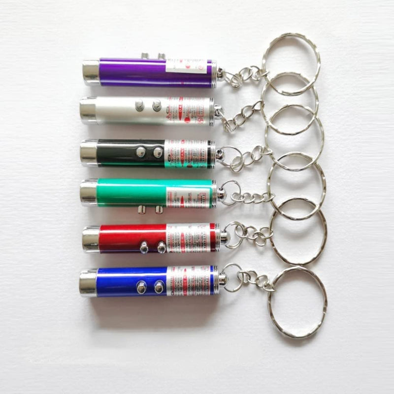 Mini Cat Toys Laser Pointer Pen Keychain Flashlight Funny Dog Stick Pet Lamp White Light LED Infrared Button Electronics Included (6 Color Mix Pack, 6 Color Mix) 6 color mix Pack