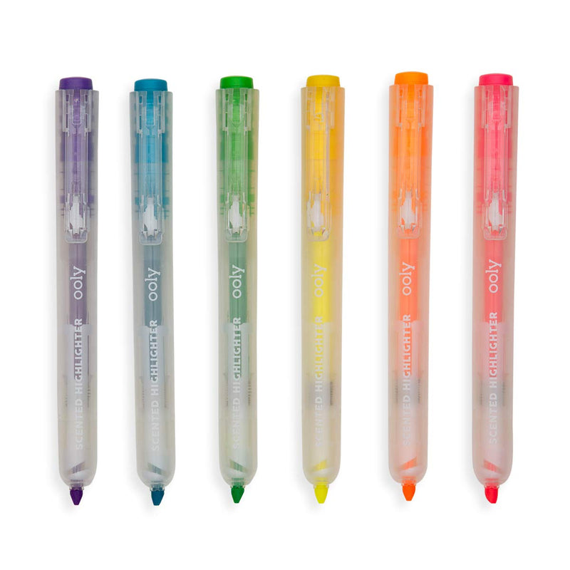 Neon Click Retractable Highlighters, Set of 6- Scented Neon Click Retractable Highlighters