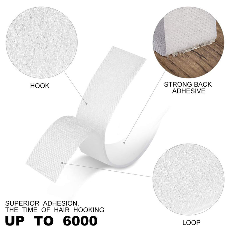 Self Adhesive Hook and Loop Tape Roll 1 Inch White Sticky Back Strip Tape Fastener Strong Adhesive Interlocking Tape for Picture and Tools Hanging Pedal Board Fastening 12.6 Yard 1"