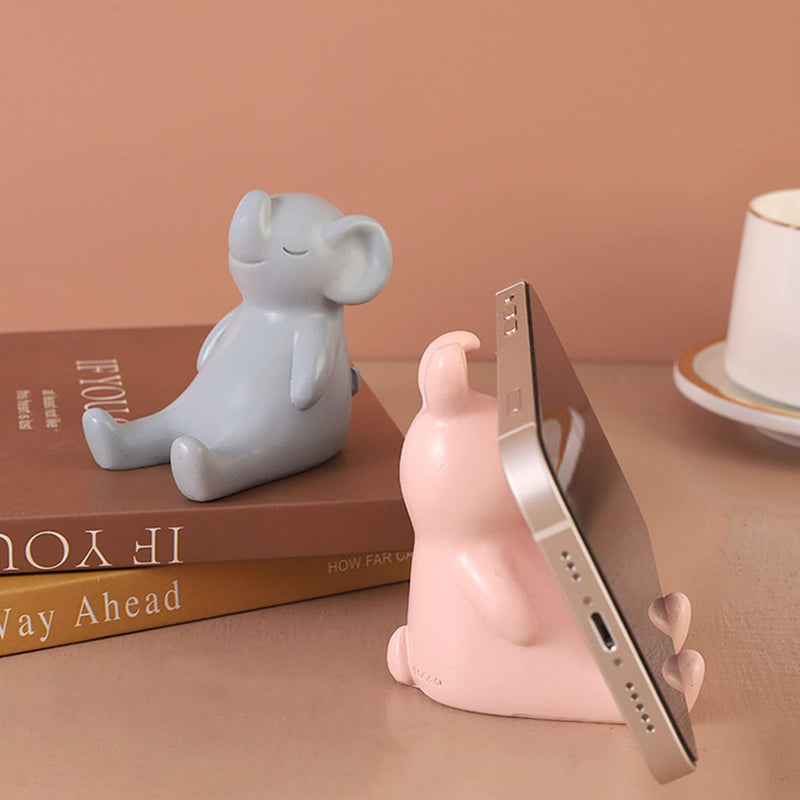 Desk Cell Phone Holder Stand Cute Animals Resin Smartphone Holder Bracket for Office Free You Hands Home Ornament Elephant