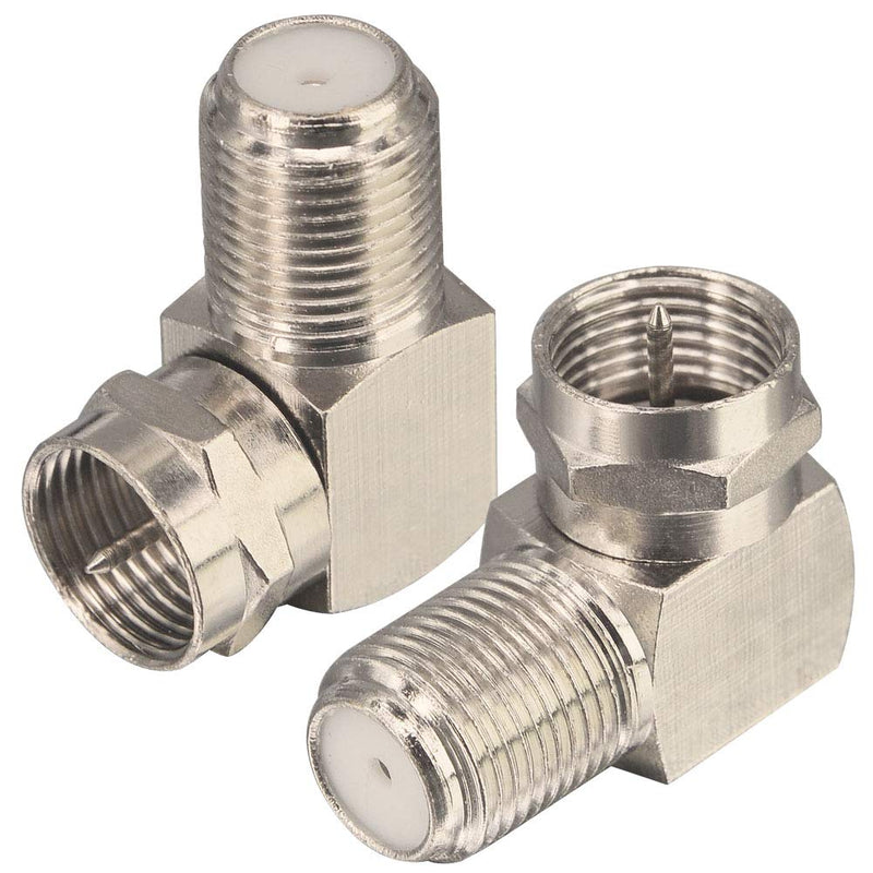 onelinkmore Coaxial Cable Right Angle Connector F Type Female to Male Adapter Right Angle Coax Connector F Male to Female Coaxial RG6 Adapter for Coax Cable and Wall Plates Coax 90 Degree Pack of 2 Green