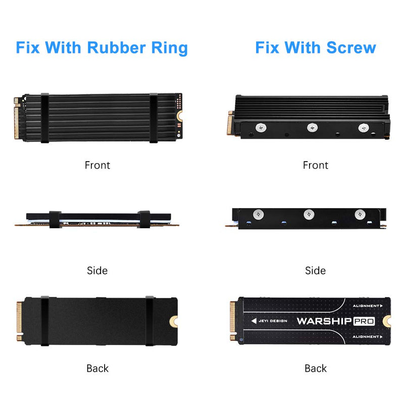 ELUTENG M.2 SSD PS5 Heatsink Double-Sided, PS5 M.2 2280 SSD Cooler Heatsink with 4 Silicone Thermal Pads for PC Computer and PS5, for M.2 PCIe NVMe/SATA SSD Heatsink, Black