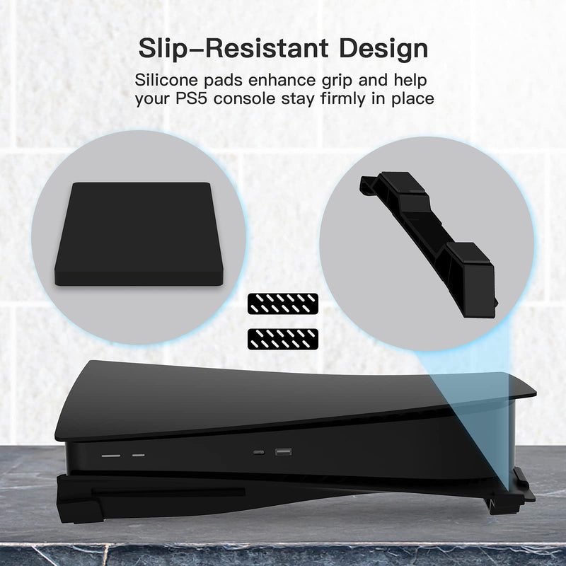 NexiGo PS5 Accessories Horizontal Stand, [Minimalist Design], PS5 Base Stand, Compatible with Playstation 5 Disc & Digital Editions, Black