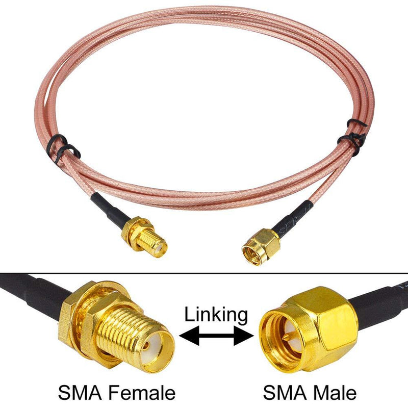 Nisaea Radio Antenna Extension Cable 3ft/1m SMA Male to SMA Female Low Loss Coalxial Jumper Cable RG316 for HT SDR Dongle Security System Antenna Extender