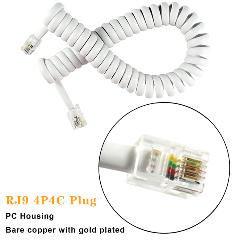 Telephone Handset Cord Detangler 2 Set, 1 Pack Landline Handset Cord Cable (7.5Ft Uncoiled, 1.5 Ft Coiled) and 2 Pack Anti-Tangle Telephone Cord Untangler 360 Degree Rotating Swivel Cord 7.5FT White