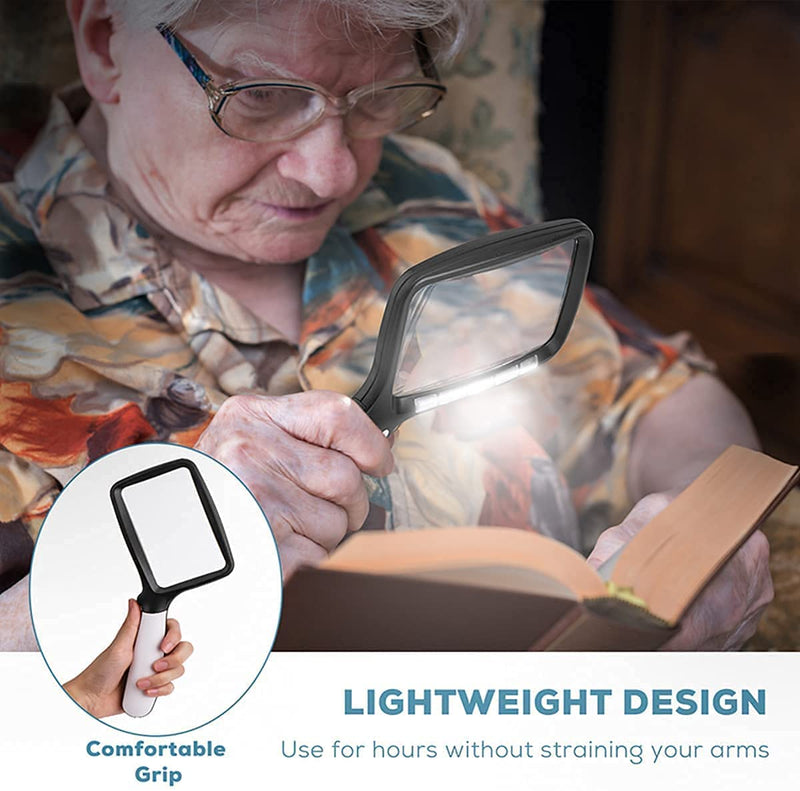 VOCA Magnifying Glass with Light, 3X Foldable Large Rectangle Reading Magnifier with Dimmable LED Light for Seniors, Newspaper, Books, Small Print, Lighted Gift for Low Visions