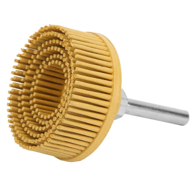 Bristle disc with connecting rod, drill accessories for metal, fine machining, cleaning, polishing, grinding, deburring, removing rust scratches (Yellow 80#) Yellow 80#