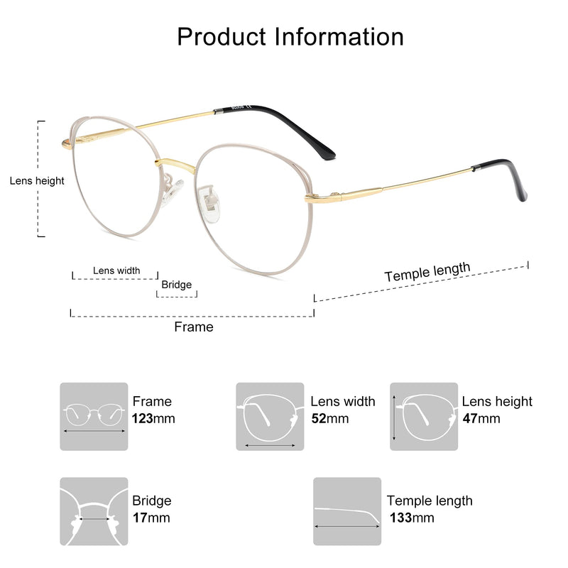 SOJOS Cat Eye Blue Light Blocking Glasses Hipster Metal Frame Women Eyeglasses She Young Beige
