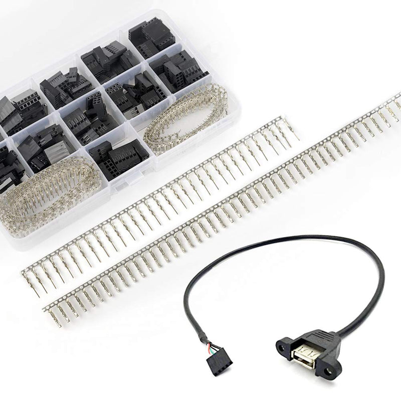 IWISS 620PCS 2.54 Pitch Row Dupont Type Connectors with Dupont Male/Female Pin Connector Kit, Dupont Cable Jumper Wire Pin Header Housing Kit