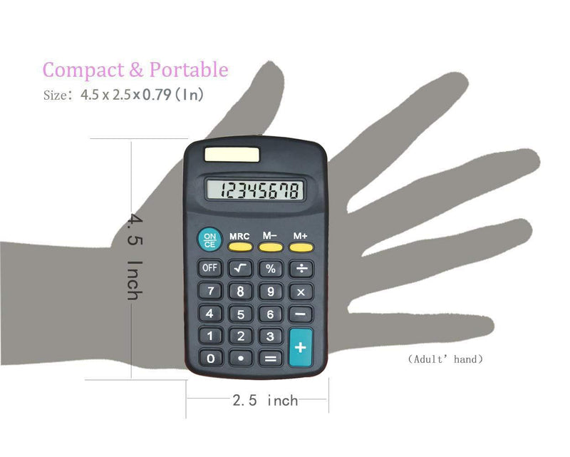 Basic Calculator Dual Power 8 Digit Desktop Calculator (Black,Set of 5) Black,Set of 5