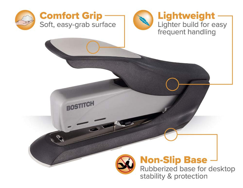 Bostitch 60 Sheet Heavy Duty Stapler - Two Fingers, No Effort, Spring Powered Stapler - Gray (1200)
