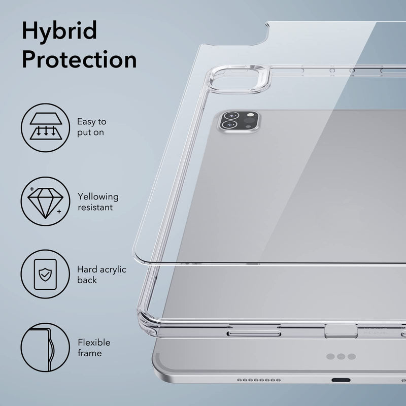 ESR Classic Hybrid Back Case Compatible with iPad Pro 12.9 (2022/2021), Thin and Lightweight, Yellowing Resistant, Hard Back, Supports Pencil 2, Compatible with iPad Pro 12.9 Case, Clear
