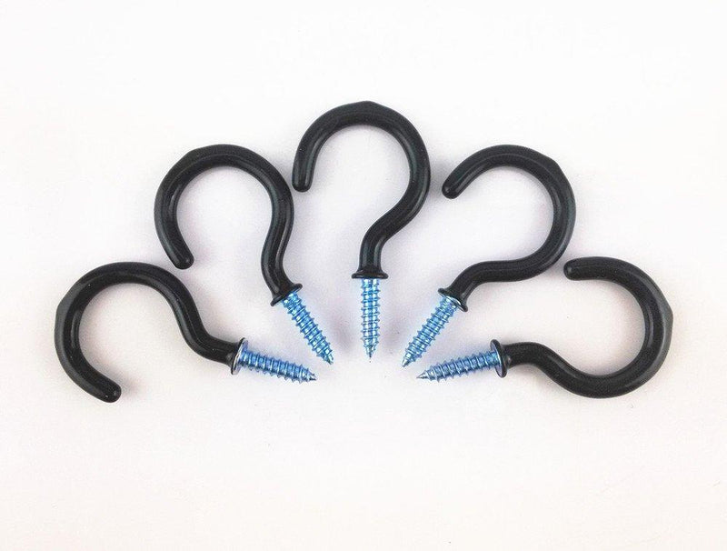 Yueton 50pcs Vinyl Coated Screw-in Ceiling Hooks Cup Hooks (Black) Black