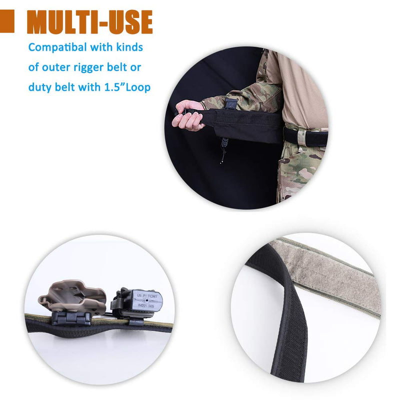 KRYDEX Hook Liner Inner Belt for Duty Belt 1.5" Tactcial Inner Belt Black XXL:(44‚Äù ‚Äì 48‚Äù)