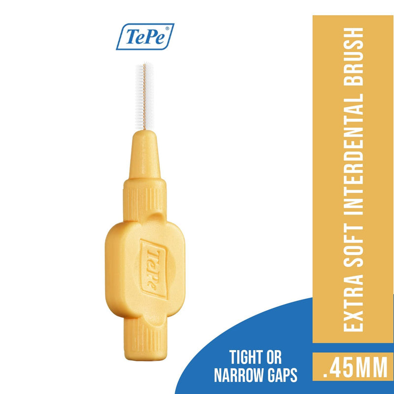 TEPE Extra Soft Interdental Brush Cleaners – Dental Brushes Between Teeth 8 Pk, Orange 0.45mm