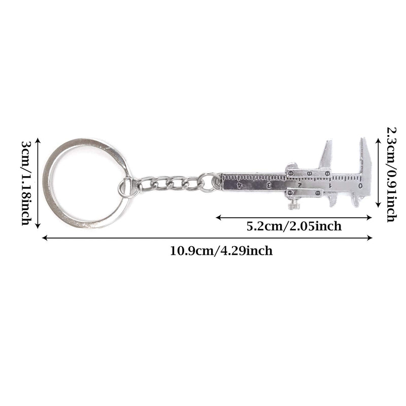 Honbay 2PCS Mini Metal Movable Vernier Caliper Ruler Key Chain Keyring for Men Women