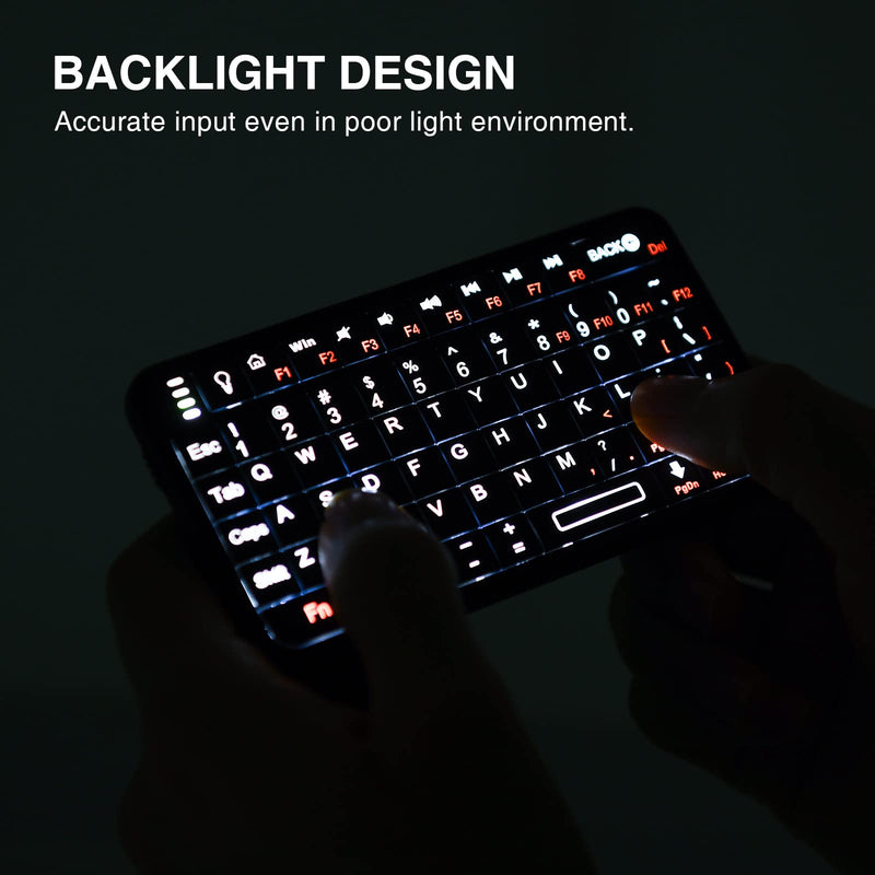 Rii Mini Bluetooth Keyboard with Backlit,Built in Rechargeable Battery for Handhelds Running Android,iOS,Windows Mobile Pocket PCs,Mac OS, Linux and PS3-BLACK