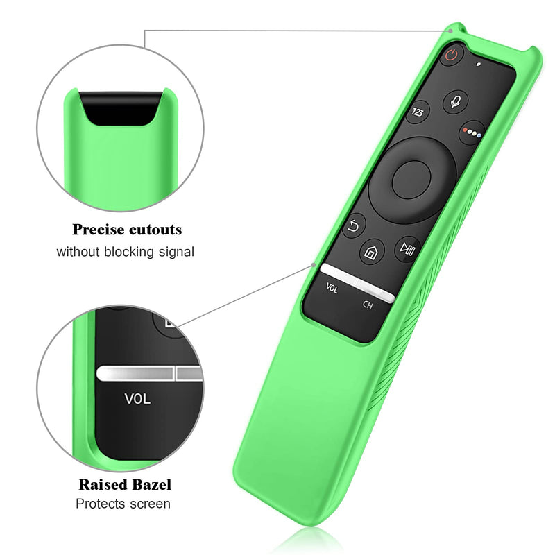 Fintie Protective Case Compatible Samsung Smart TV Remote Controller BN59 Series, CaseBot Light Weight Kids-Friendly Anti Slip Shock Proof Silicone Cover, Green-Glow in The Dark