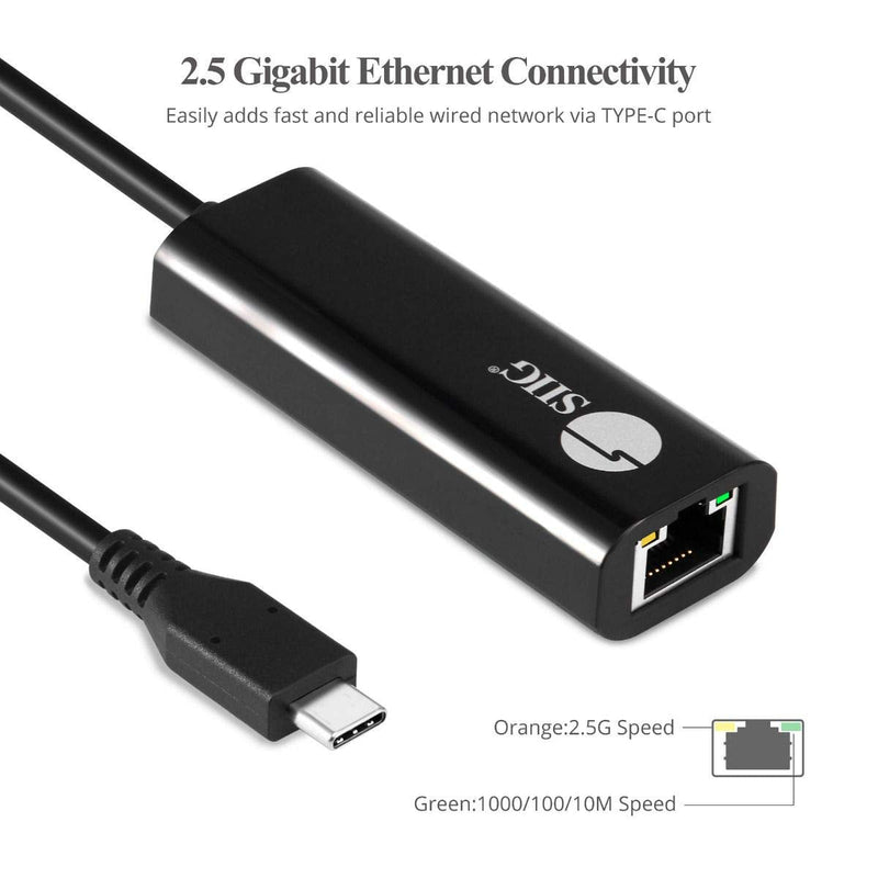 SIIG USB-C to 2.5 Gigabit Ethernet Adapter - USB-C to RJ45 Converter Cable for Laptop and PC Supports Windows & Mac OS (JU-NE0A11-S1)