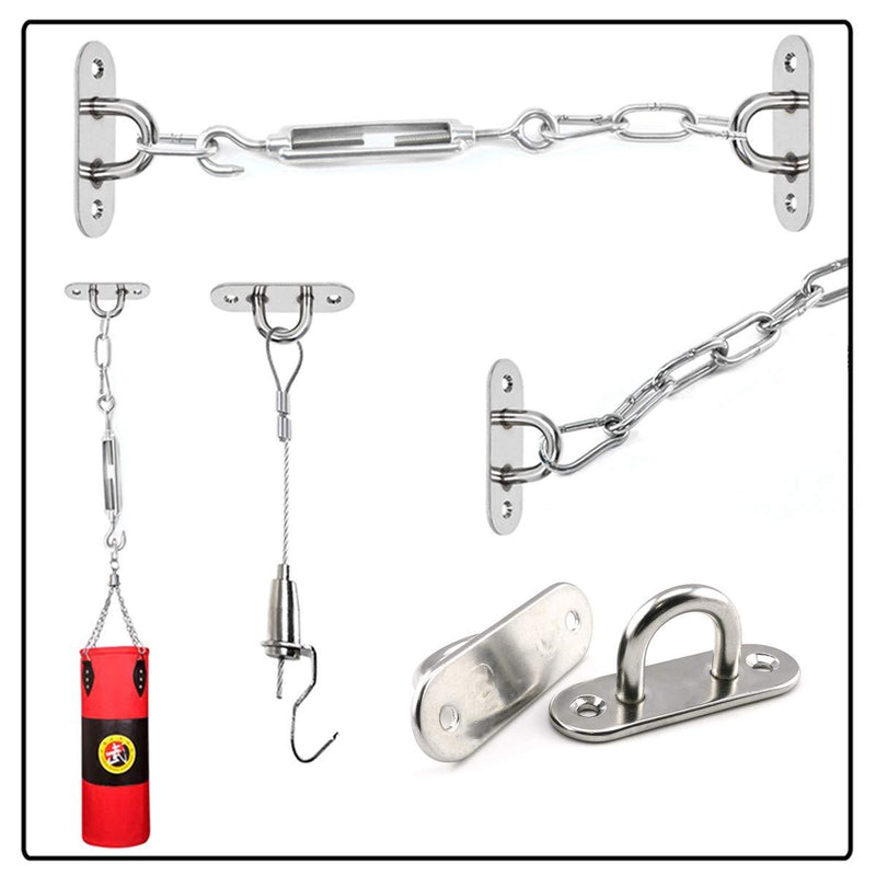 Lind Kitchen 2-Pack M8 Strip Type Eye Plate with Enclosed Hook 304 Stainless Steel Heavy Duty Ceiling & Wall Mount Hanging Hardware Fitting for Yoga Hammock Swing Marine Boat Application Strip - M8