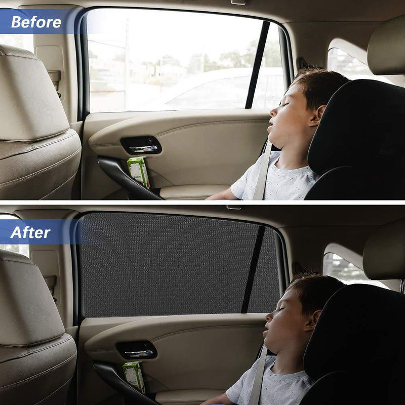 Car Window Shades, Breathable Mesh Side Car Window Sun Shade, Stretchy Car Window Screen for Baby/Camping Sun Protection, car Window Covers for Rear/Back Window for Privacy - 2 Pack M/CAR
