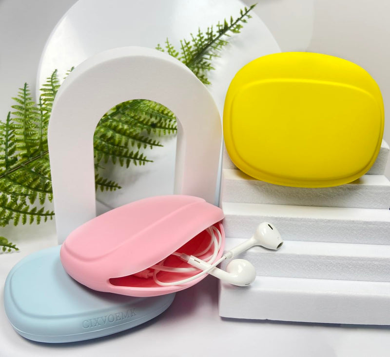 CIXVOEMK Silicone Headphone Organizer - Data Cable Organizer - Mini Key Organizer - Wired Headphone Organizer (Yellow-Pink-Blue-3PCS) Yellow-Pink-Blue