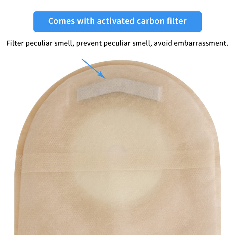 VARWANEO 20 PCS Colostomy Bags，One-Piece Ostomy Pouch Barrier with Stripes Colostomy Bag Max Cut 15-60mm Back Window （Hook & Loop Closure)