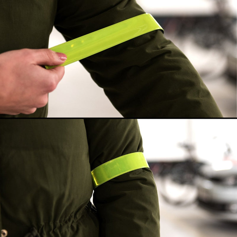 kwmobile Reflective Slap Bands (Set of 6) - Hi Vis Reflector Snap Band Strips - High Viz Armband Strip Bracelets for Running, Cycling, Walking yellow