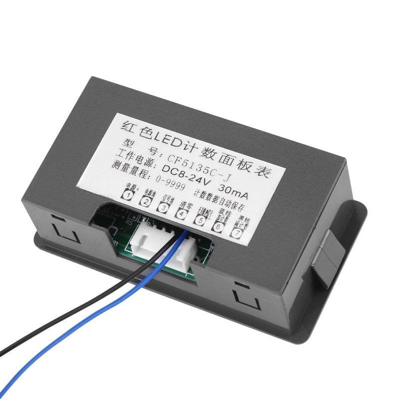 Digit Counter, DC 8-24V 4 Digit LED Digital Display 0-9999 Up/Down Plus/Minus Panel Counter Meter with Cable (Blue)