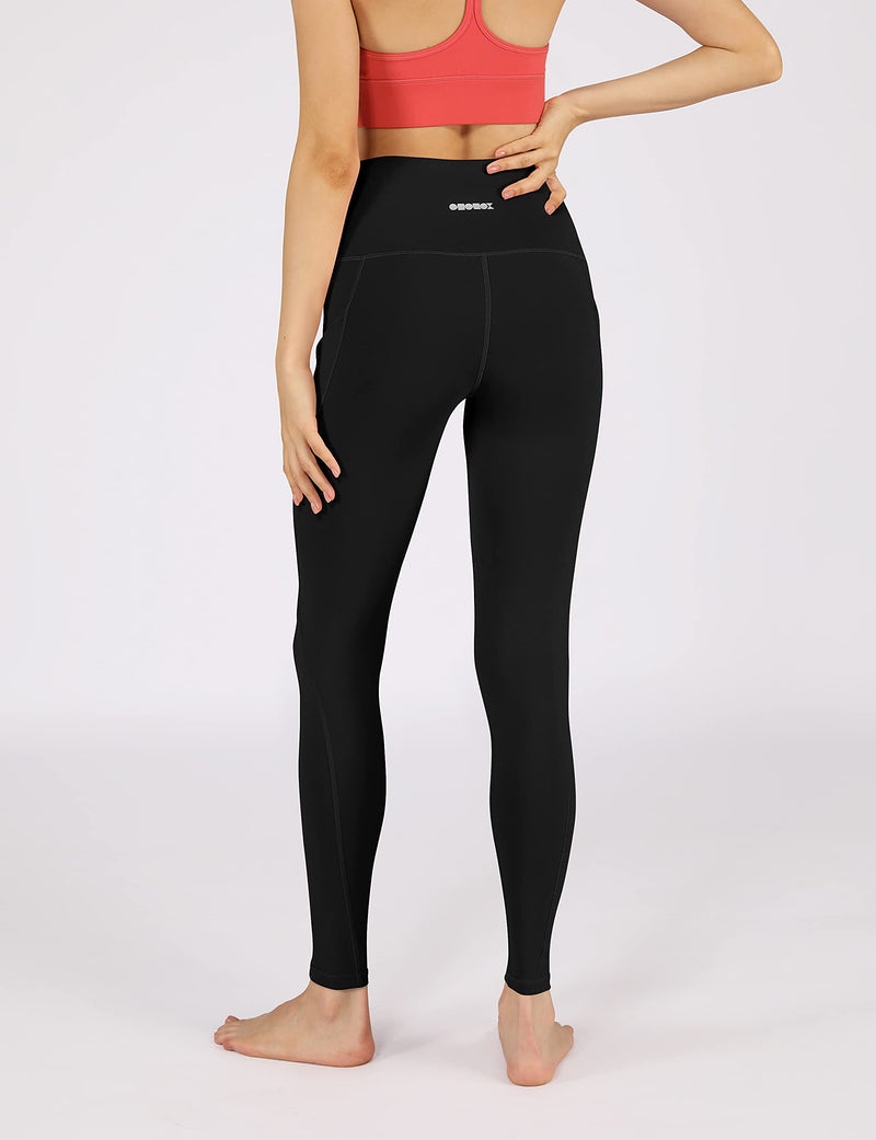 ODODOS Women's High Waisted Yoga Leggings with Pockets,Tummy Control Non See Through Workout Athletic Running Yoga Pants X-Small Black