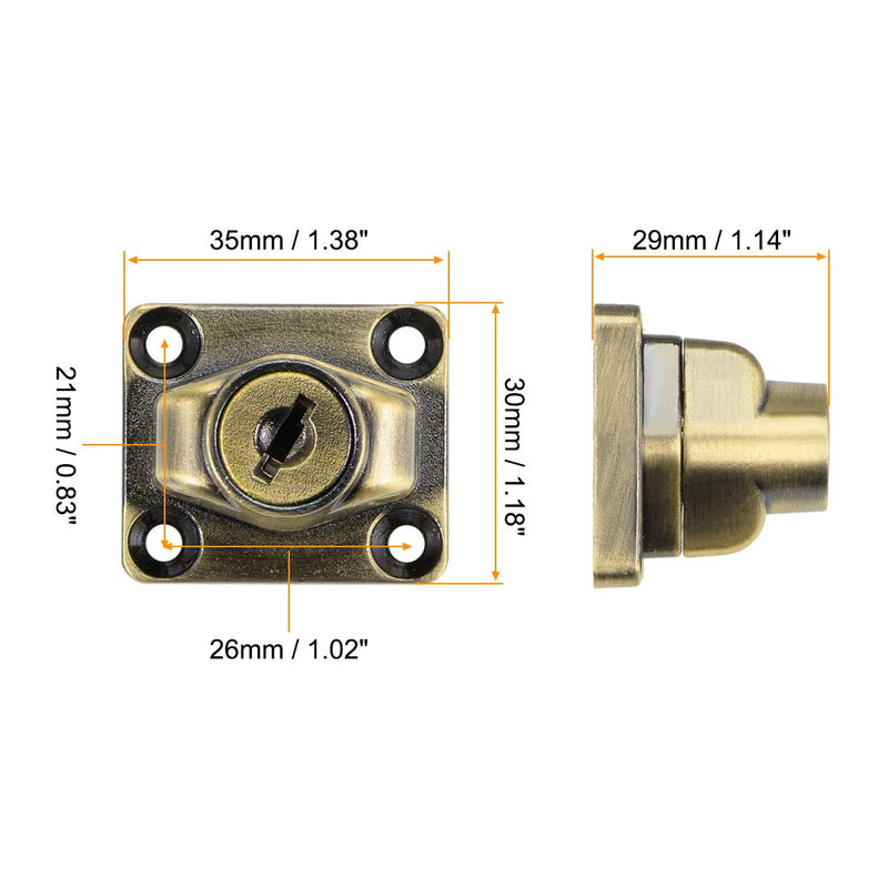 uxcell 3-inch Keyed Hasp Locks Zinc Alloy Twist Knob Keyed Locking Hasp W Screws for Door Cabinet Keyed Different Bronze Tone 3 Inch