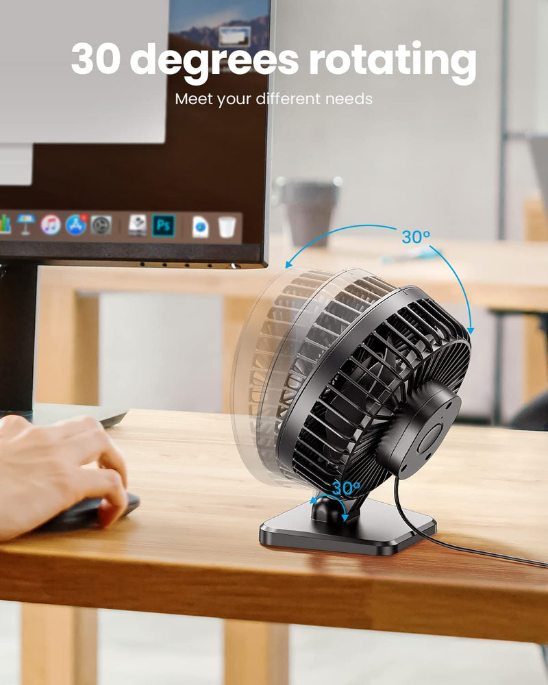 Gaiatop USB Desk Fan, Small But Powerful, Portable Quiet 3 Speeds Wind Desktop Personal Fan, Adjustment Mini Fan for Better Cooling, Home Office Car Indoor Outdoor (Black) Black