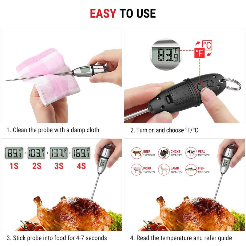 ThermoPro TP-02S Instant Read Meat Thermometer Digital Cooking Food Thermometer with Super Long Probe for Grill Candy Kitchen BBQ Smoker Oven Oil Milk Yogurt Temperature 1
