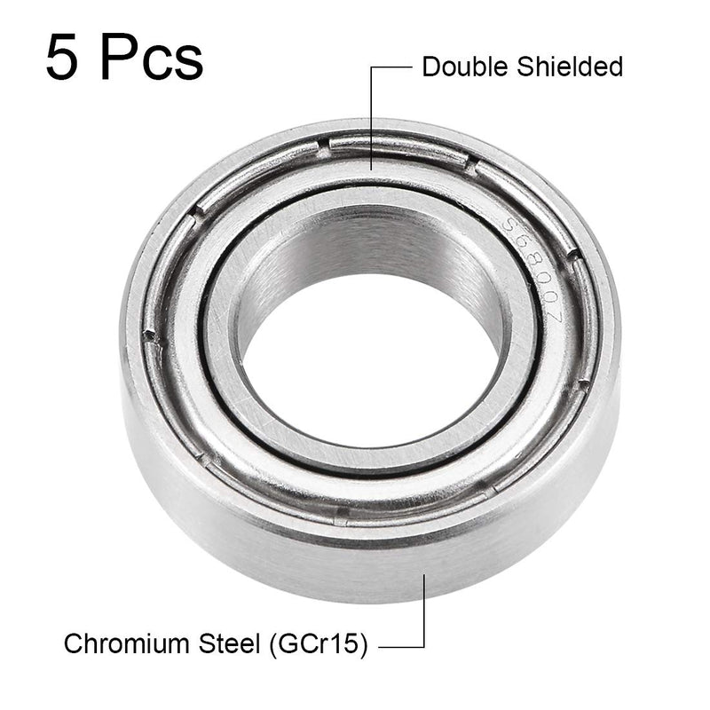uxcell S6800ZZ Deep Groove Ball Bearings 10mm x 19mm x 5mm Double Shielded Stainless Steel 5pcs 10x19x5mm