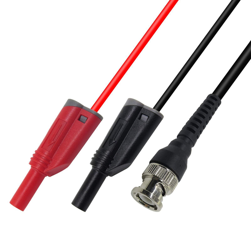 Amadget Coaxial Cable BNC Male to Dual 4mm Banana Plug Stackable Test Lead Probe for Oscilloscope 120CM