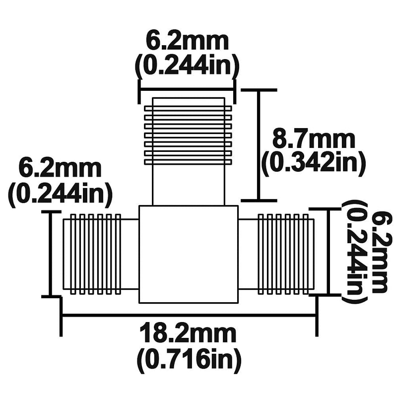 BOOBRIE 2-Pack UHF Male PL-259 to Dual UHF Female SO-239 Adapter UHF T Shape Triple Connector RF Coaxial Splitter for CB Ham Radio/Antenna/Broadcast/Scanner/WiFi
