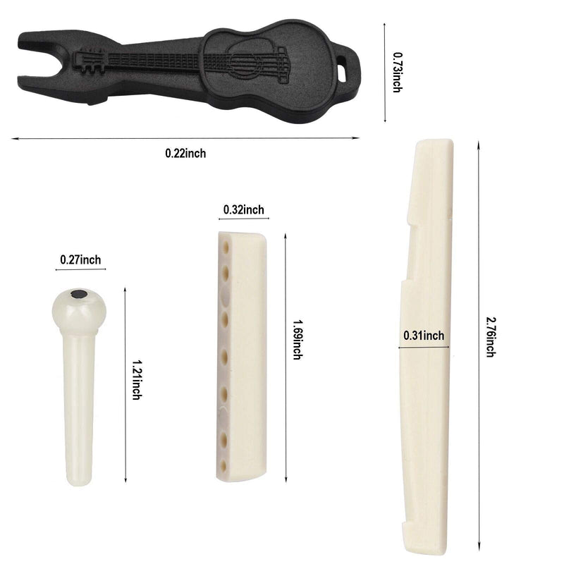 36PCS Acoustic Guitar Bridge Pins Pegs with 2 PCS Guitar Saddle Nut and Bridge Pin Puller Remover, Ivory & Black