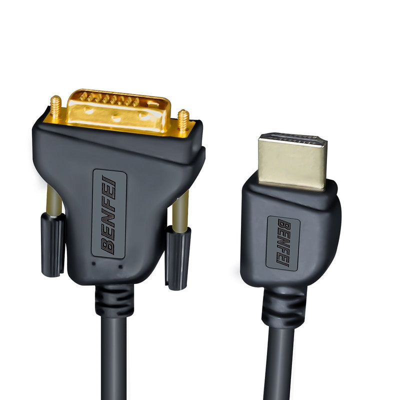 HDMI to DVI, Benfei HDMI to DVI Cable Bi Directional DVI-D 24+1 Male to HDMI Male High Speed Adapter Cable Support 1080P Full HD Compatible for Raspberry Pi, Roku, Xbox One, PS4 PS3, Graphics Card 6 Feet 1 PACK
