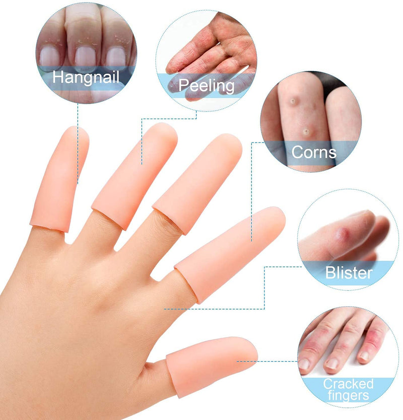 Sumifun Finger Covers, 10 Packs of Finger Sleeves Protector for Nails, Fingertips, Scald, Finger Pain Relief, Finger Tubes for Crafting, Basketball, Volleyball, Gardening Black