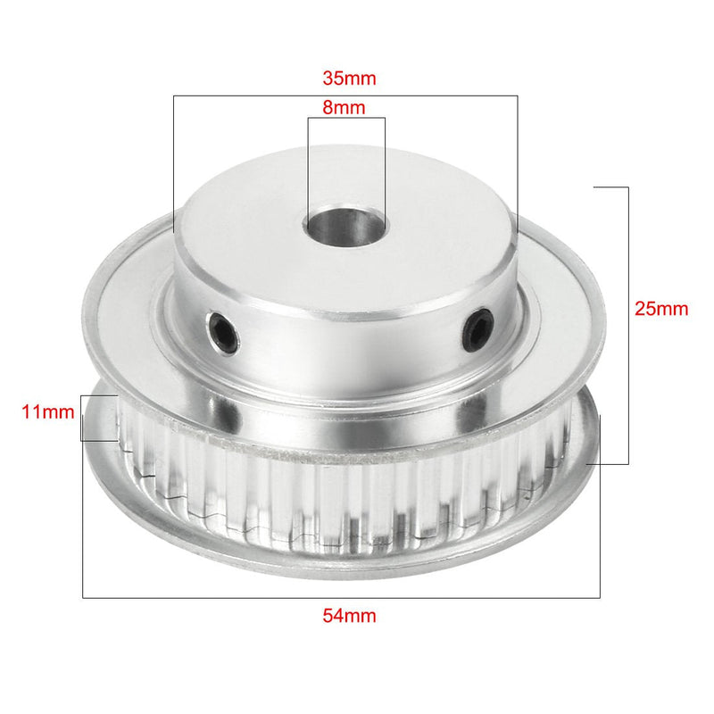 uxcell Aluminum 30 Teeth 8mm Bore 5.08mm Timing Belt Pulley for 10mm Belt